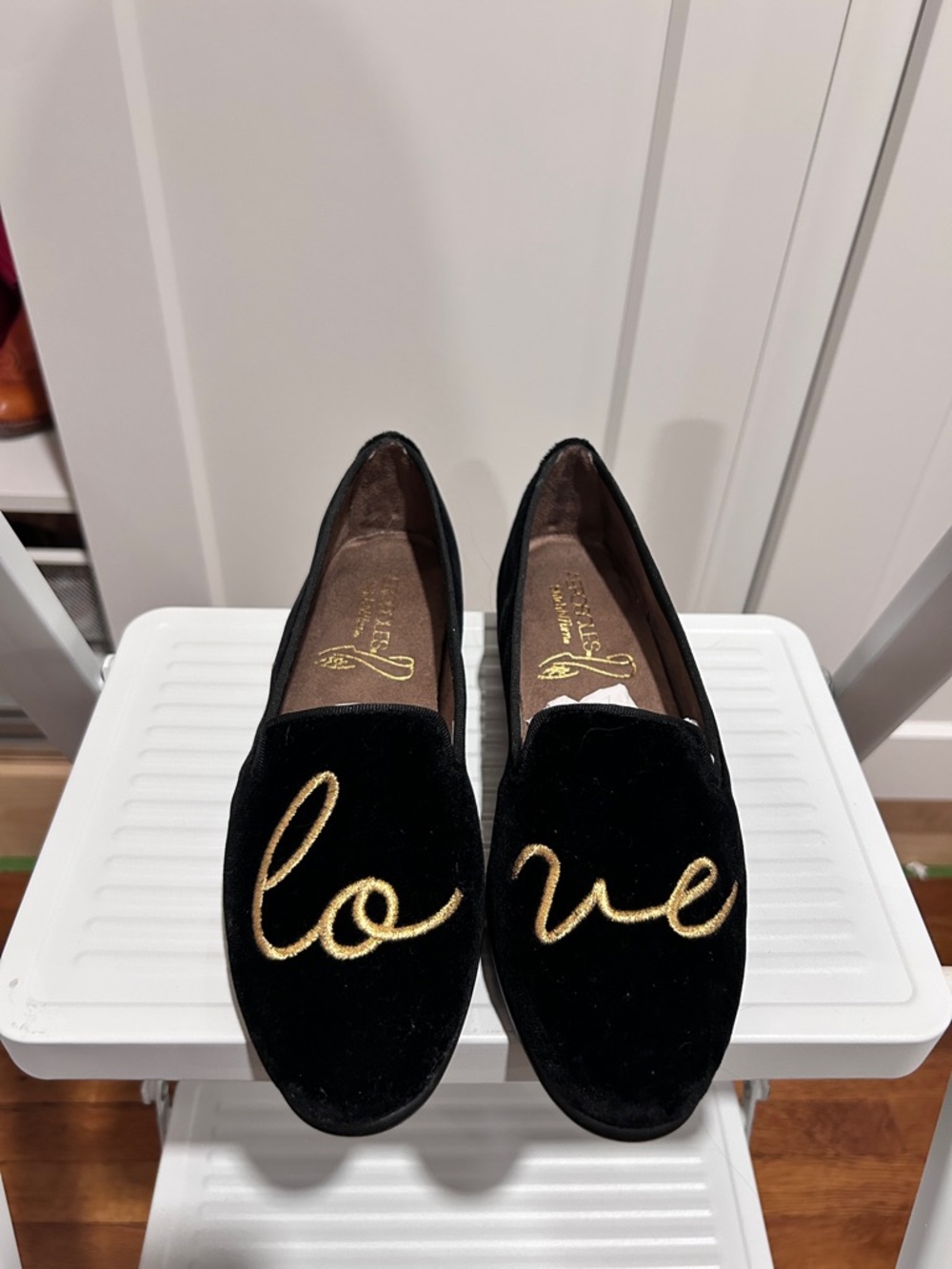 Love Embroidered Black Velvet Women's Loafers by Aerosoles